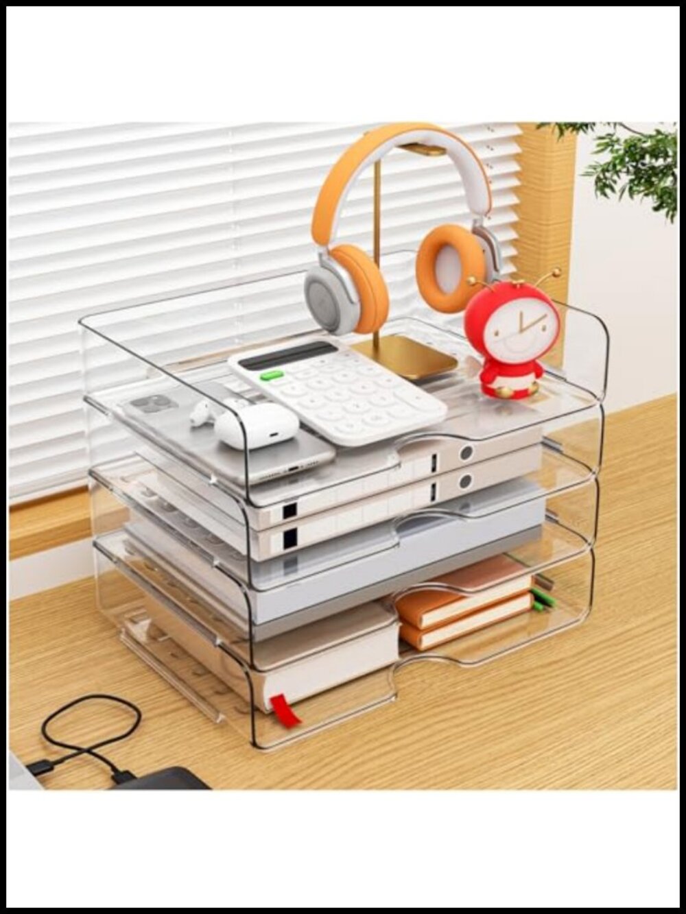 Acrylic Letter Tray 4-Pack Stackable File Organizer Desk Storage - Picture 4 of 6